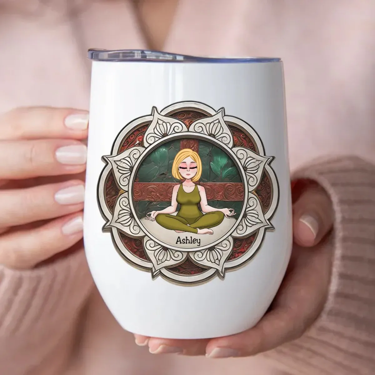 Yoga Lovers - Yoga Mandala - Personalized Wine Tumbler